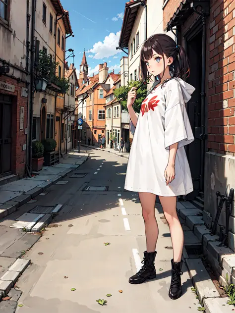 best quality, detailed background, girl, ,euro_street, random_wear,