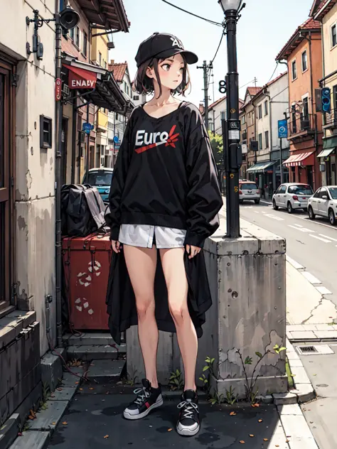 best quality, detailed background, girl, ,euro_street, random_wear,