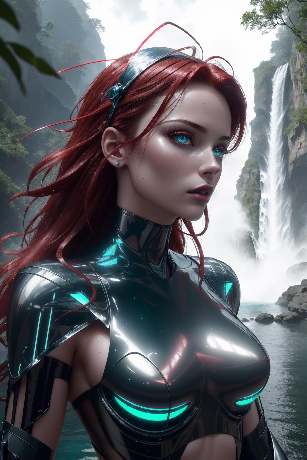 A woman with glasses and a red hair in a space setting - SeaArt AI