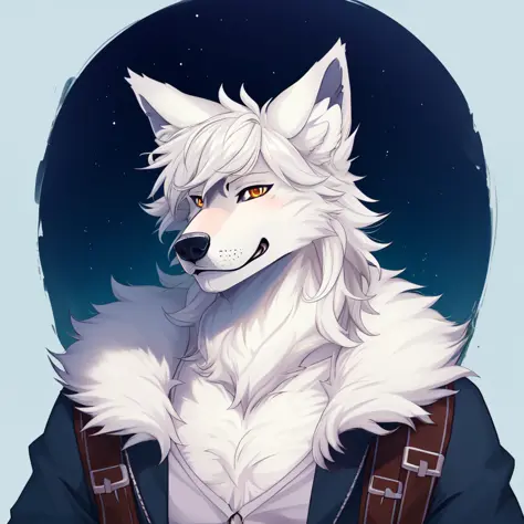 Masterpiece,  best quality, Wolf_male, detailed_fluffy_fur, uploaded_to_e621, antro, furry_male, Masterpiece, Best_quality, solo, (Antro), kemono art style, sfw