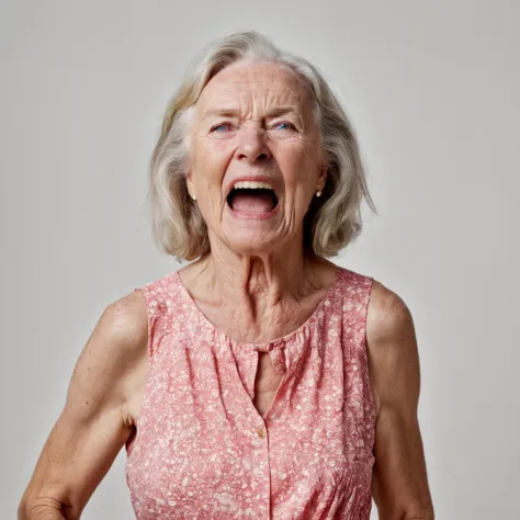 <lora:polyhedron_all_sdxl-000004:0.3> RAW photo, (full body portrait:1.5) of a screaming beautiful 70 year old  woman, wrinkled face, pink summer dress, full sharp, detailed face, blue eyes, 8k uhd, dslr, soft lighting, high quality, film grain, Fujifilm XT3 <lora:polyhedron_tears-000003:0.5> <lora:polyhedron_angry-000006:0.5>
intricate skin details, visible skin detail, detailed skin, detailed skin texture, mascara, skin pores, light freckles, skin fuzz, blush, translucent skin, subsurface scattering, minor skin imperfections, wrinkles, vitiligo spots, skin fuzz