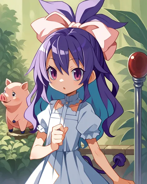 score_9, score_8_up, score_7_up, source_anime, solo, 1girl, long wavy teal and purple balayage hairstyle, , pig tail, funeral ho...