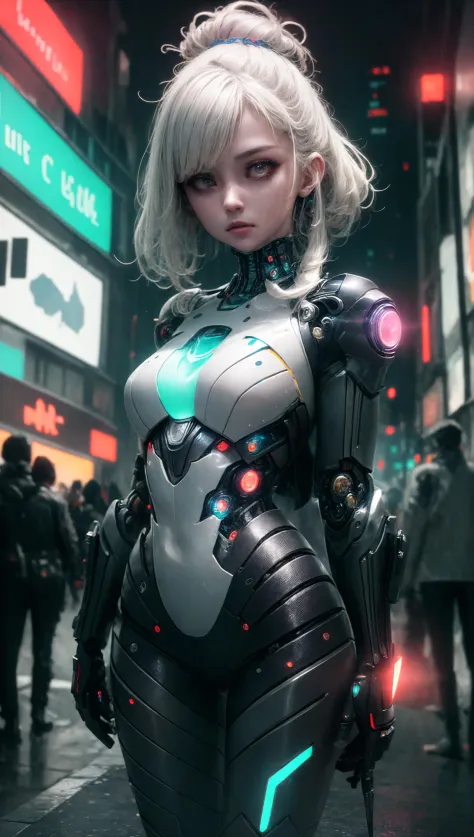 Cybernetic_Siren,beautiful woman, cyberpunk scene, city at night, neon light, <lora:Cybernetic_SirenV3-10:0.9>