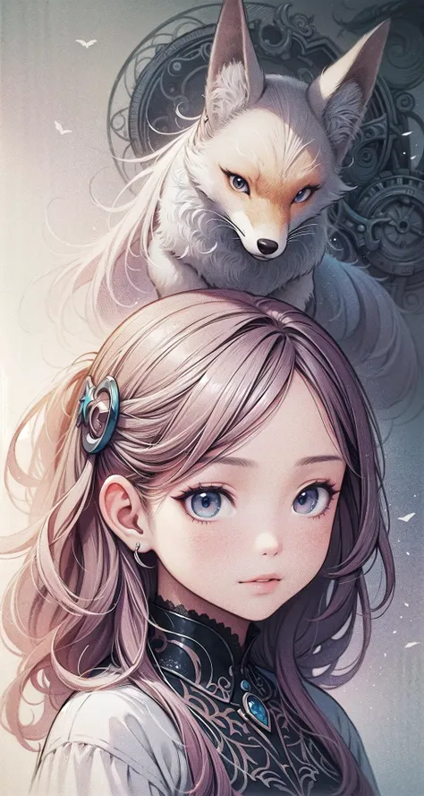 anime girl with a fox on her head