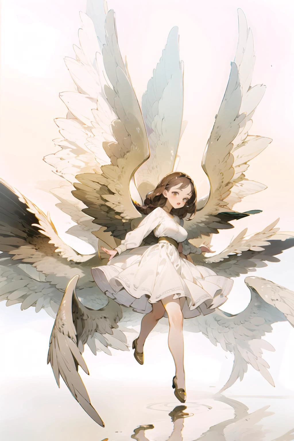 Anime girl with wings flying in the air - SeaArt AI