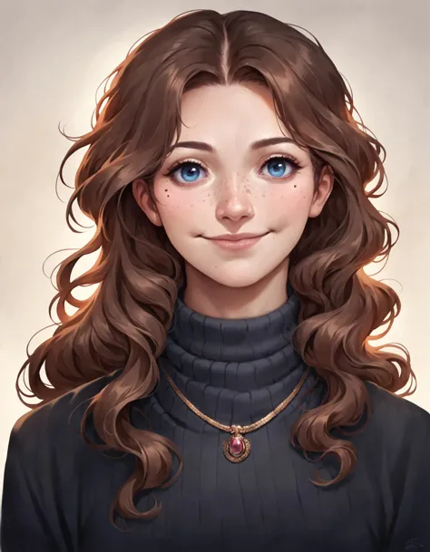 a drawing of a girl with long hair and blue eyes