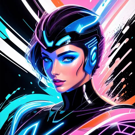 a style, a woman,<hypernet:styltok:0.7> splash art, oil painting, (gloss), tron style