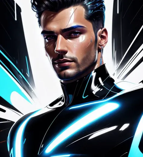 a style, a man,<hypernet:styltok:0.7> splash art, oil painting, (gloss), tron style,  (detailed skin:1.3), (intricate details), ...