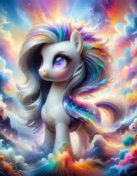 (((masterpiece))),(((best quality))),((ultra-detailed)), Abstract style cute,smoke,in the sky,colorful and vibrant,mystical colo...