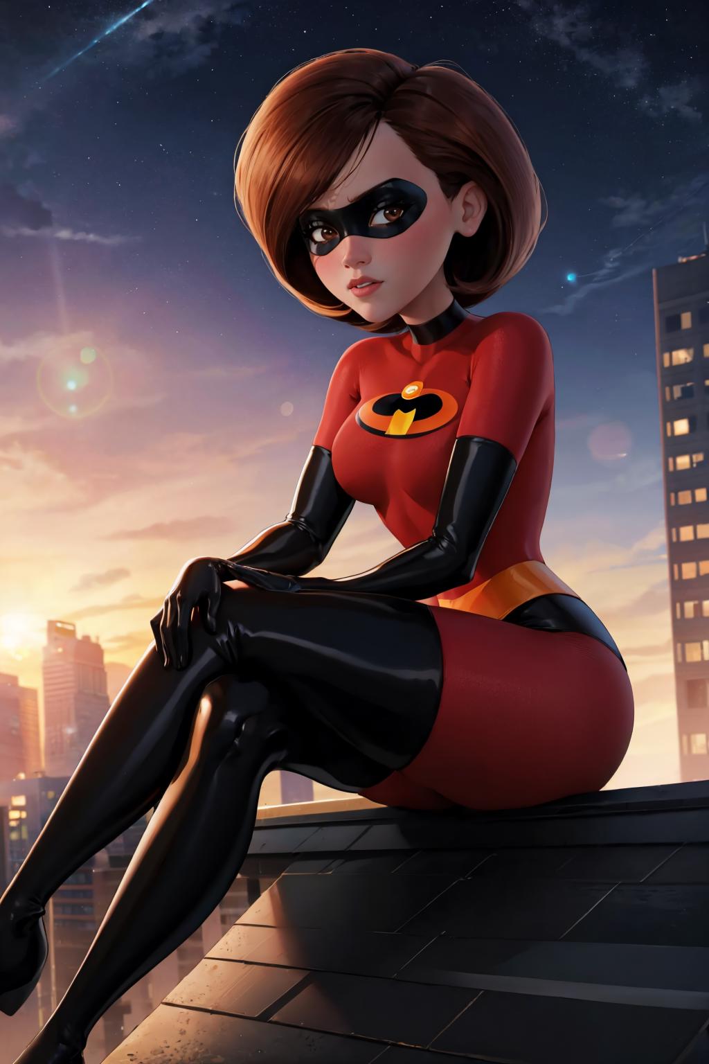 1girl)), ((2boys)), Captura a Helen Parr, also known as Elastigirl from -  SeaArt AI