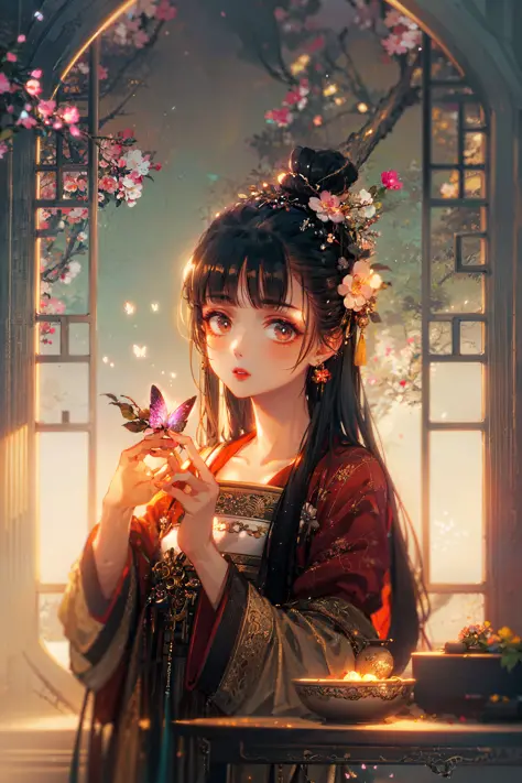 masterpiece, best quality, extremely detailed, detailed background, detailed face, hanfu, 1girl, chinese clothes, hair ornament,...