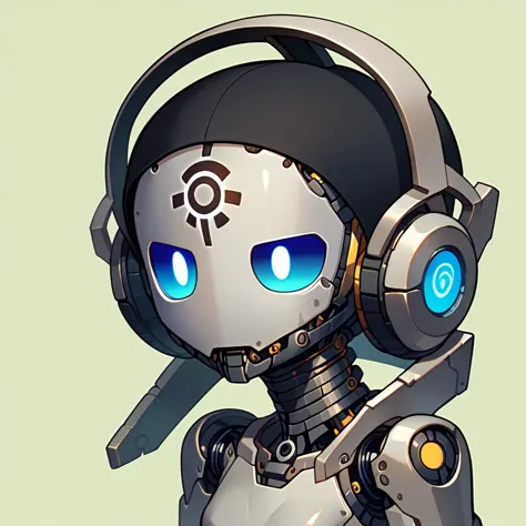 cartoon robot with headphones and a microphone in his hands