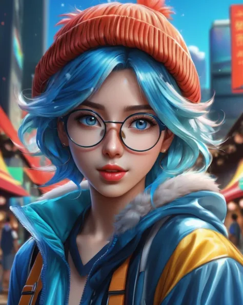 Anime-Artwork einer Frau mit blauen Haaren und Brille, im Stil von ultra-realistischen, digital art. fotorealistisch, ein Porträt eines Mädchens mit blauen Augen, farbenfroher Hyperrealismus, realistischer Anime-3D-Stil, Porträt von ultra-realistischen, sehr realistische digitale Kunst, fotorealistische digitale Malerei, ultrarealistische 3D-Illustration, Realistische digitale Illustration, lebendiges, detailliertes, realistisches, Rendering eines Nahaufnahmeporträts . Anime-Stil, Leitbild, beschwingt, Anime-Studio,  sehr detailliert