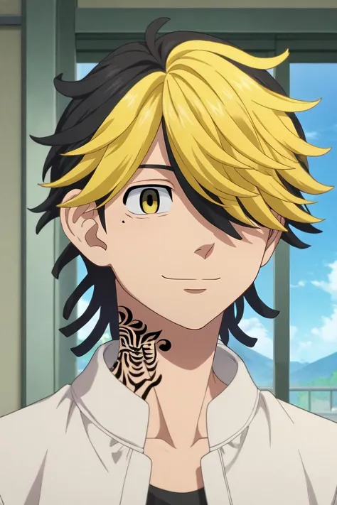 a man with blonde hair and a tiger tattoo on his neck