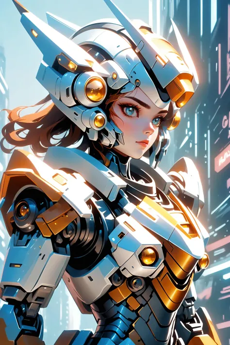 beautiful female mecha pilot, generic scifi things, some cyber related stuff, maybe do something cool with the lighting?, you kn...