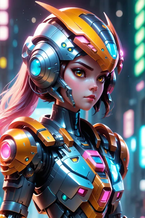 Hermosa piloto mecha femenina, Cosas genéricas de ciencia ficción, Algunas cosas relacionadas con el ciberespacio, Tal vez hacer algo genial con la iluminación?, sabes, Agregue algunos destellos o algo así, cosas brillantes, Estoy seguro de que está bien, tal vez algunos colores interesantes también, neón, everyone likes neón,