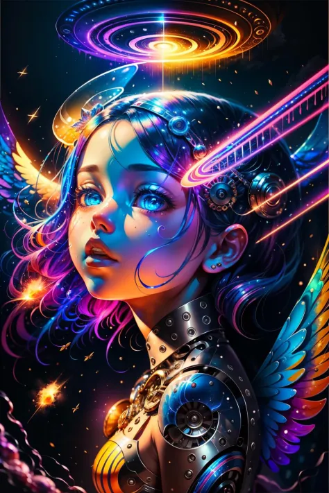 (AS-Younger:0.2), (realistic:1.2), (detailed:1.5), (Acrylic) detailed background, 1girl, (mechanical halo:1.2), (mechanical wing...