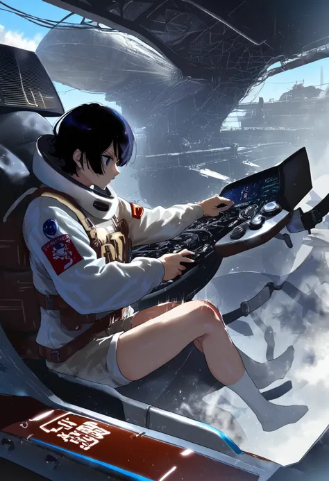 score_9, score_8_up, score_7_up, score_6_up, score_5_up, score_4_up, rating_safe, source_anime, digital illustration, pixiv,
a woman with short hair in shorts sitting in a submarine cockpit, wearing a ripped spacesuit armor, looking out the window, Powerful pose, speed lines, birds are flying around, industrial architecture, pulsating veins and pipes and tunnels, walkways, rust, fog, foggy, ancient superstructures
pija \(pianiishimo\), ikuchan kaoru, (hero neisan:0.67), (takeda hiromitsu:1.3),