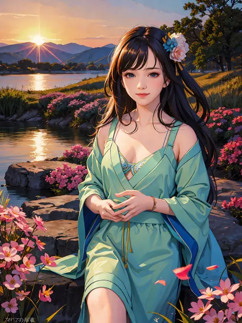 (8k, best quality, masterpiece:1.2), (realistic, photo-realistic:1.5),1girl, cute, sitting, dating, (smile:1.15), (closed mouth) medium breasts, beautiful detailed eyes, <lora:hanfu_v20:0.5>,(Hanfu, tang, Tang Dynasty, Tang clothing: 1.4),full body, <lora:...