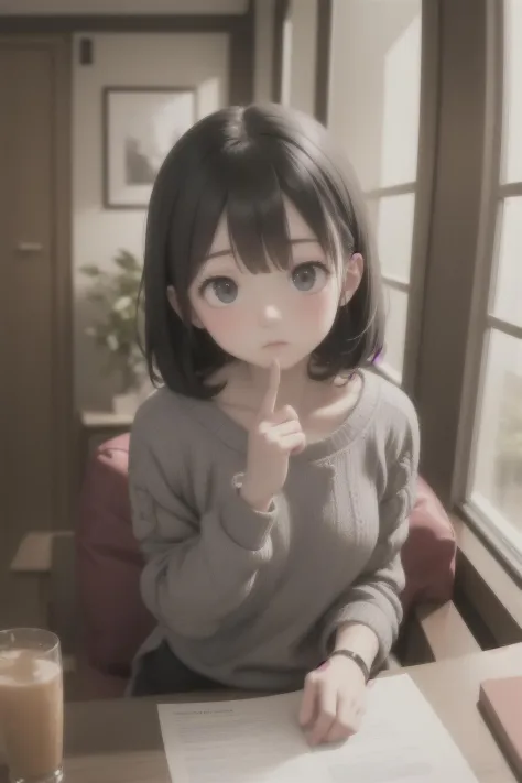 masterpiece, best quality, 1girl, indoors, expressionless, looking at viewer, sweater