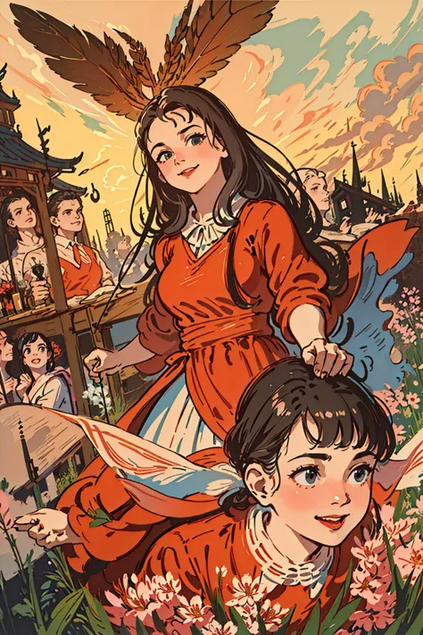 a close up of a cartoon of a woman and a child