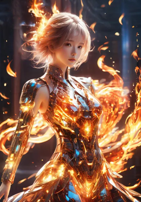 (Masterpiece, high quality, best quality, official art, beauty and aesthetics:1.2),ukl,(fire element:1.1),composed of fire eleme...