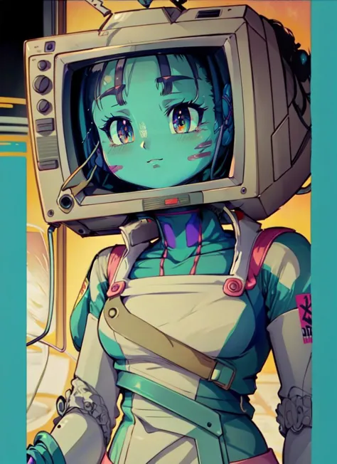 ((best quality)), ((highly detailed)), detailed face, beautiful face, , (1girl), dynamic pose, upper body, <lora:monitor-head:1>, monitor head, (tv static), small breasts, (inside, in a hospital), <lora:RetrowaveAnimeStyle:.8>, retrowaveanime style