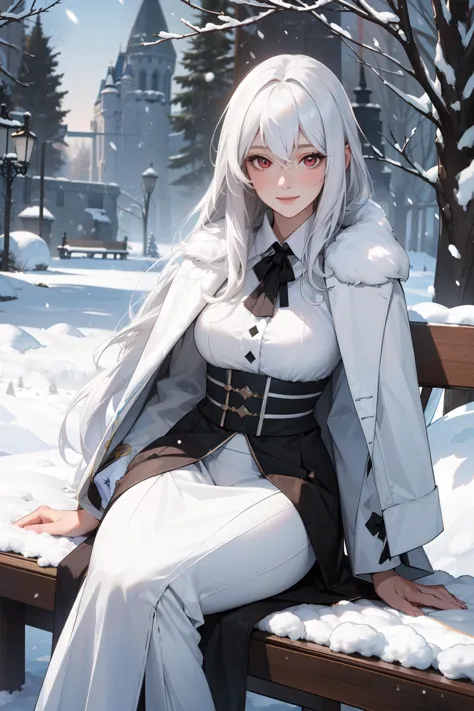 (masterpiece, best quality, ultra detailed:1.4), realistic, 1girl, (mature_woman:1.3),  white_hair, blush, long_hair, looking_at...