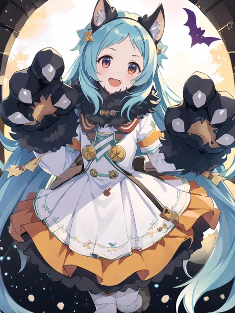 a cartoon image of a girl with blue hair and a cat ears