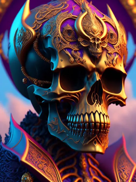 a close up of a skull with a helmet on it