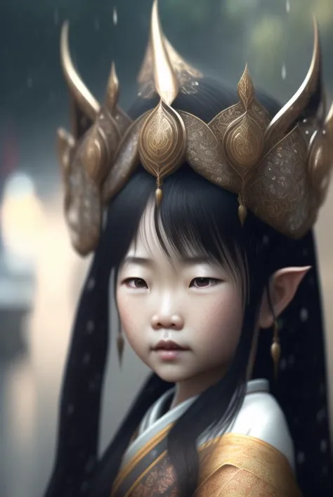 a close up of a young girl wearing a crown on her head