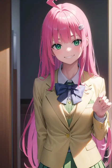 laladevilluke, <lyco:laladeviluke-lyco-nochekaiser:1>,
lala deviluke, long hair, pink hair, tail, ahoge, bangs, hair ornament, (...