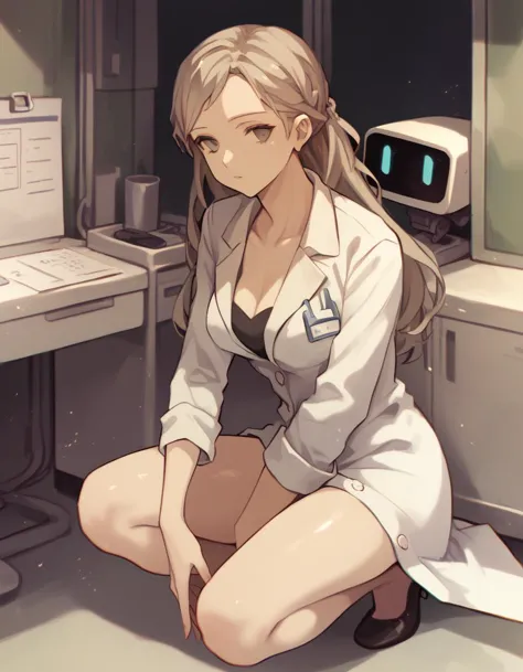 score_9, score_8_up, score_7_up, score_6_up, score_5_up, score_4_up, source_anime
<lora:13sentinels-ponyxl-000040:1>
morimura, grey eyes, cleavage, long sleeves, nurse, labcoat, closed coat,
1girl, hand on own thigh, looking at viewer, on one knee, robot, solo