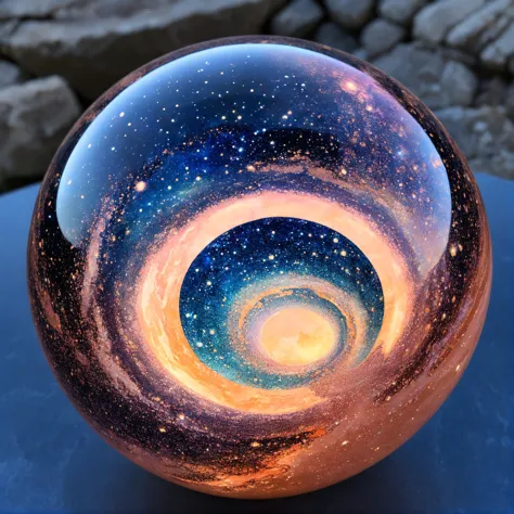 a close up of a glass ball with a spiral design on it