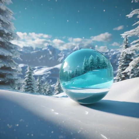 a close up of a snow globe on a snowy surface