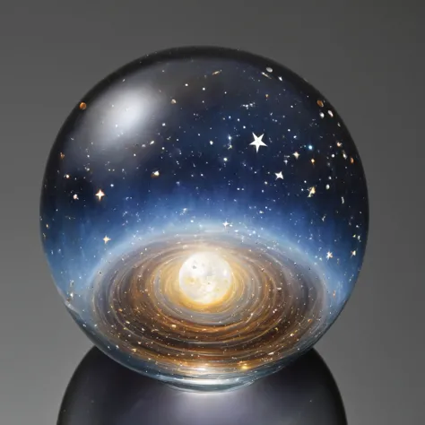 a close up of a glass ball with a galaxy inside of it