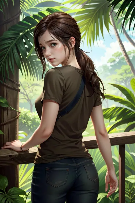 ((masterpiece, best quality))
<lora:TLOUEllie:0.8>
TLOUEllie, 1girl, solo, brown hair, long hair, green eyes, in a lush jungle w...