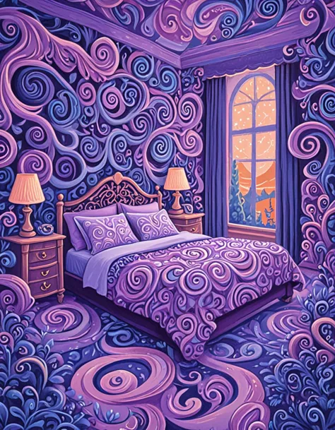 novuschroma66 style a bedroom  swirl patterns illustration <lora:novuschroma66 style:1>  <lora:sdxl_lightning_8step_lora:1>