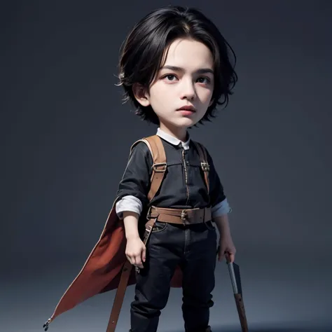 a close up of a doll of a boy with a sword