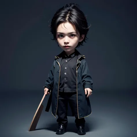 a close up of a doll with a baseball bat in his hand