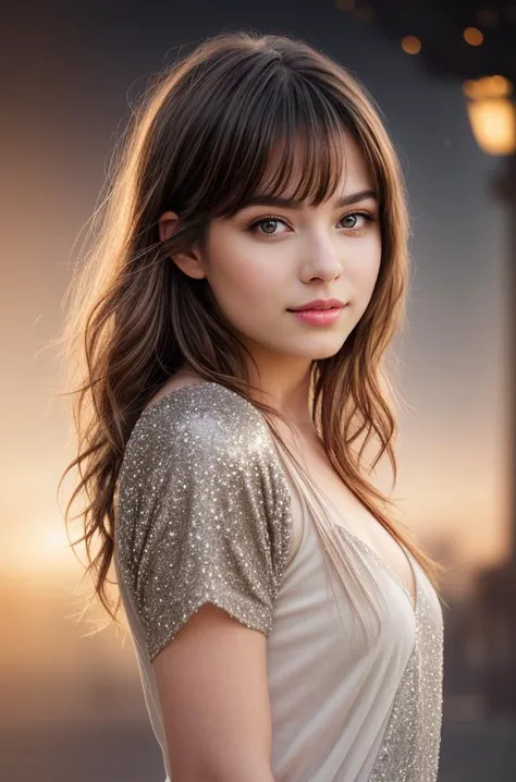 a woman with long hair and a dress posing for a picture