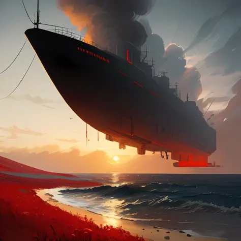 the red october by greg rutkowski, beautiful composition, submarine, sea, masterpiece, trending on artstation