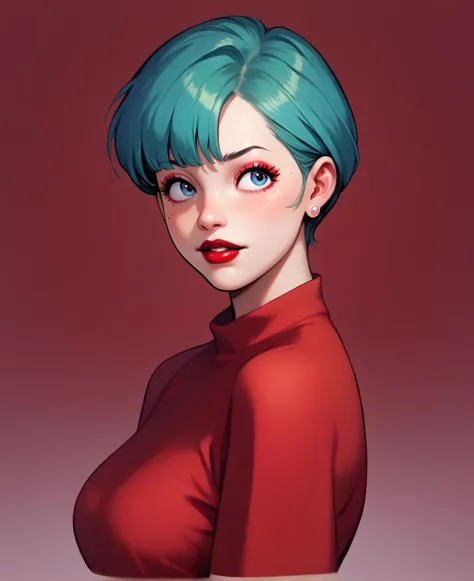 score_9, score_8_up, score_7_up, score_6_up, source_cartoon,girl, bulma, makeup, red lipstick, red dress <lora:detailed_hands:0.8>