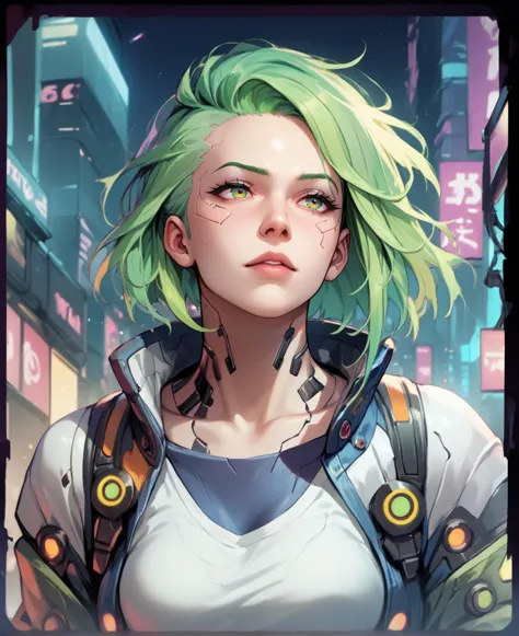 score_9, score_8_up, score_7_up, score_6_up, source_cartoon, girl, cyberpunk, green hair, mechanical parts, night, neon <lora:detailed_hands:0.8>