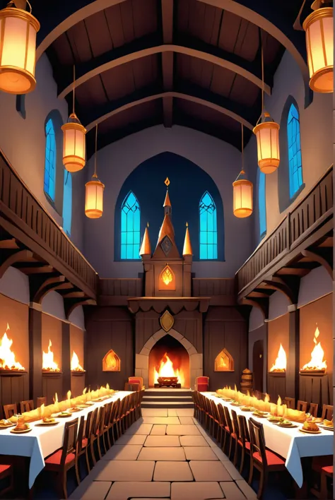 A grand hall of a Celtic castle during a feast, with long tables laden with food, banners hanging from the walls, and a roaring fire, all under the warm, inviting light of torches., illustration, 3d, cartoon,
high resolution, high quality, detailed, masterpiece, hdr, sharp,
[Steven Universe style],[ sassy style], 
BREAK
score_9, score_8_up, score_7_up, score_6_up , amazing, beautiful, breathtaking, astonishing, brilliant, incredible,