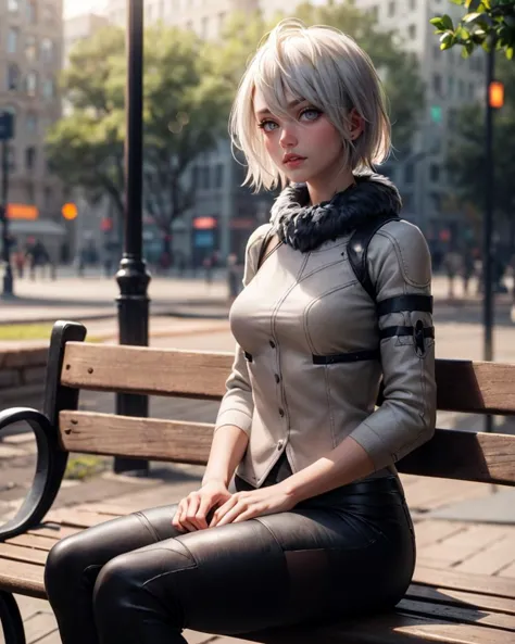 (a2:1.0),(des_ver:1.0),1girl,short_hair,looking at viewer,sitting on a bench in the park,masterpiece, best quality, beautiful lighting,  <lora:a2_v3:0.8>
(bokeh:1.3)