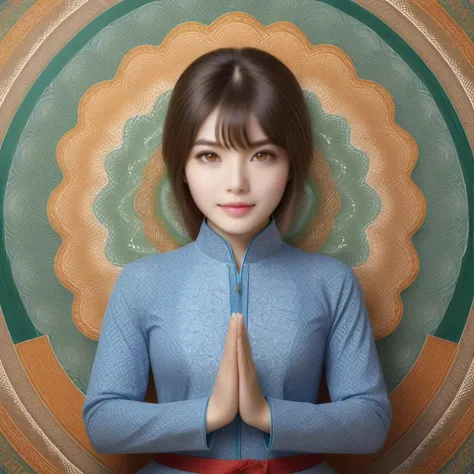 there is a woman that is standing in a lotus pose