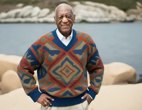 <lora:cx_V0:1>  bill Cosby cline pattern weave sweater, loops, geometry