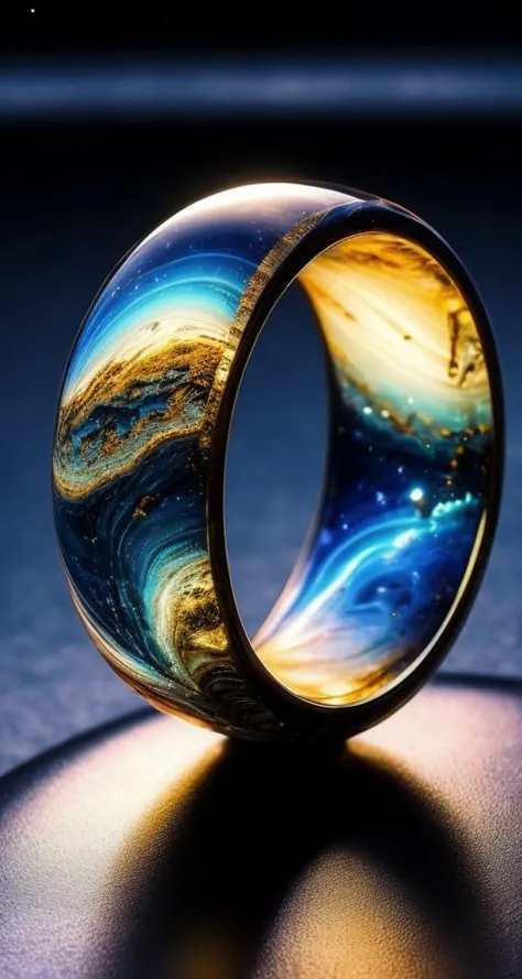 a close up of a ring with a galaxy in it