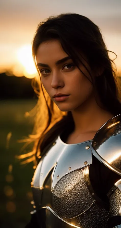 a close up of a woman in a armor outfit holding a sword